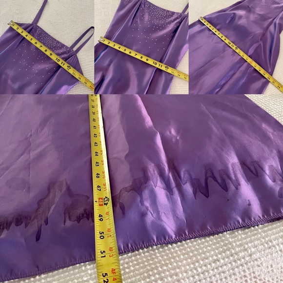 Gunne Sax Iridescent maxi dress slip party dress Lavender rhinestone Y2K - Picture 5 of 16